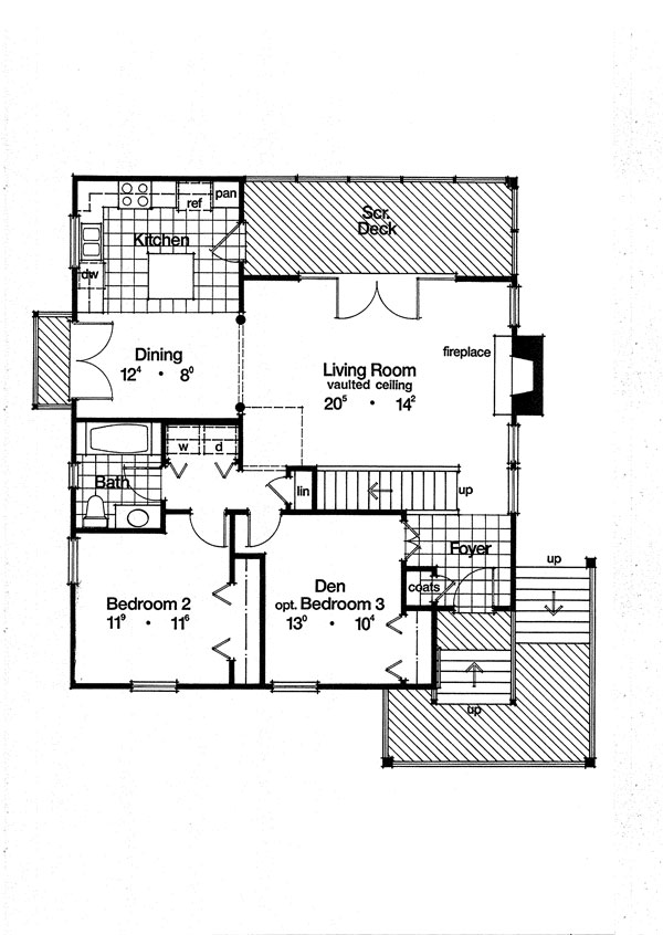 Floor Plan First Story of Bungalow Plan #190-1001