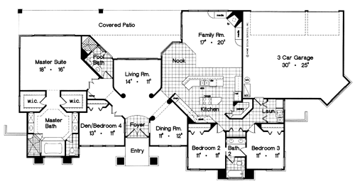 Floor Plan First Story of Mediterranean Plan #190-1002