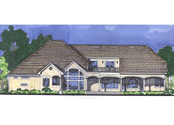 Home Plan Rear Elevation of this 4-Bedroom,3436 Sq Ft Plan -190-1004