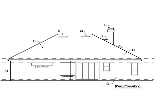 Home Plan Rear Elevation of this 4-Bedroom,2089 Sq Ft Plan -190-1005
