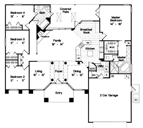 Floor Plan First Story of Contemporary Plan #190-1006
