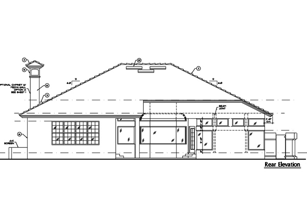 Home Plan Rear Elevation of this 3-Bedroom,2397 Sq Ft Plan -190-1007
