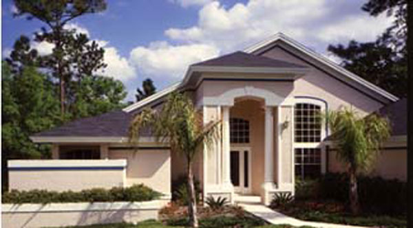 Front elevation of Mediterranean home (ThePlanCollection: House Plan #190-1008)