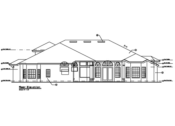 Home Plan Rear Elevation of this 5-Bedroom,3424 Sq Ft Plan -190-1009