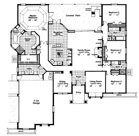Floor Plan First Story of Contemporary Plan #190-1010