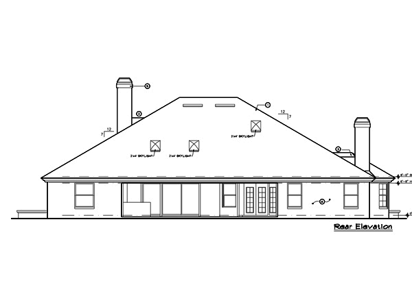 Home Plan Rear Elevation of this 4-Bedroom,2953 Sq Ft Plan -190-1010