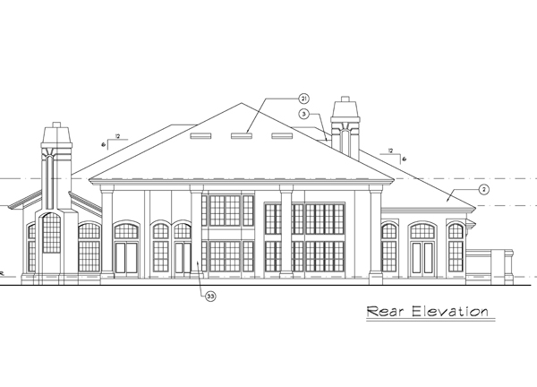 Home Plan Rear Elevation of this 4-Bedroom,4535 Sq Ft Plan -190-1012