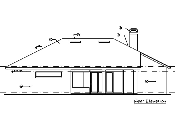 Home Plan Rear Elevation of this 3-Bedroom,1783 Sq Ft Plan -190-1013
