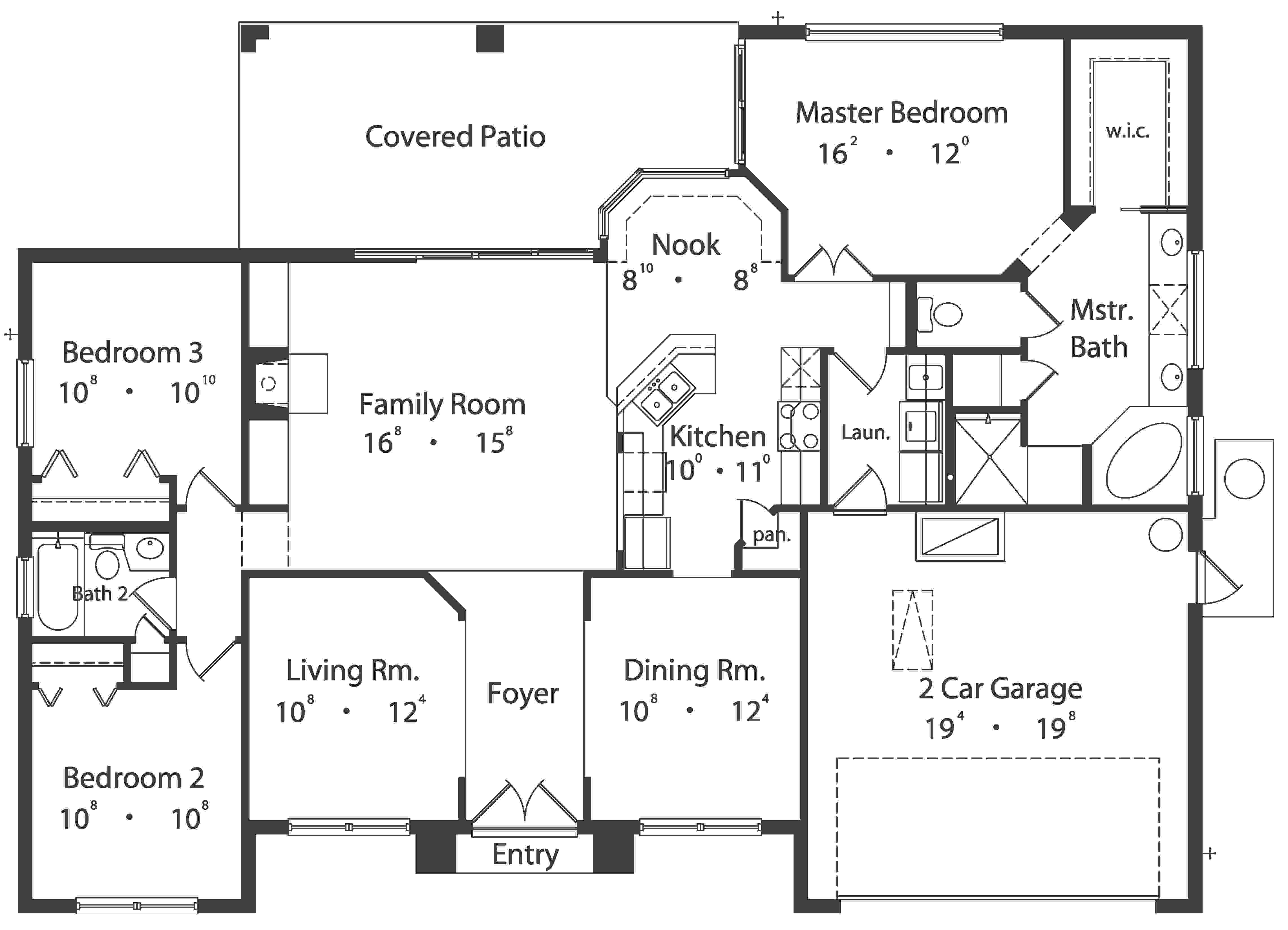 Floor Plan First Story of Ranch Plan #190-1013