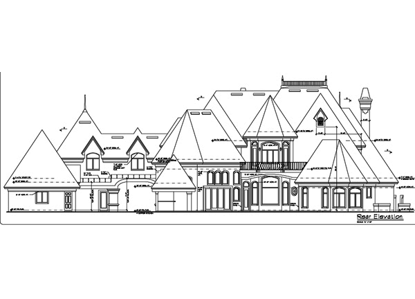 Home Plan Rear Elevation of this 5-Bedroom,6462 Sq Ft Plan -190-1014