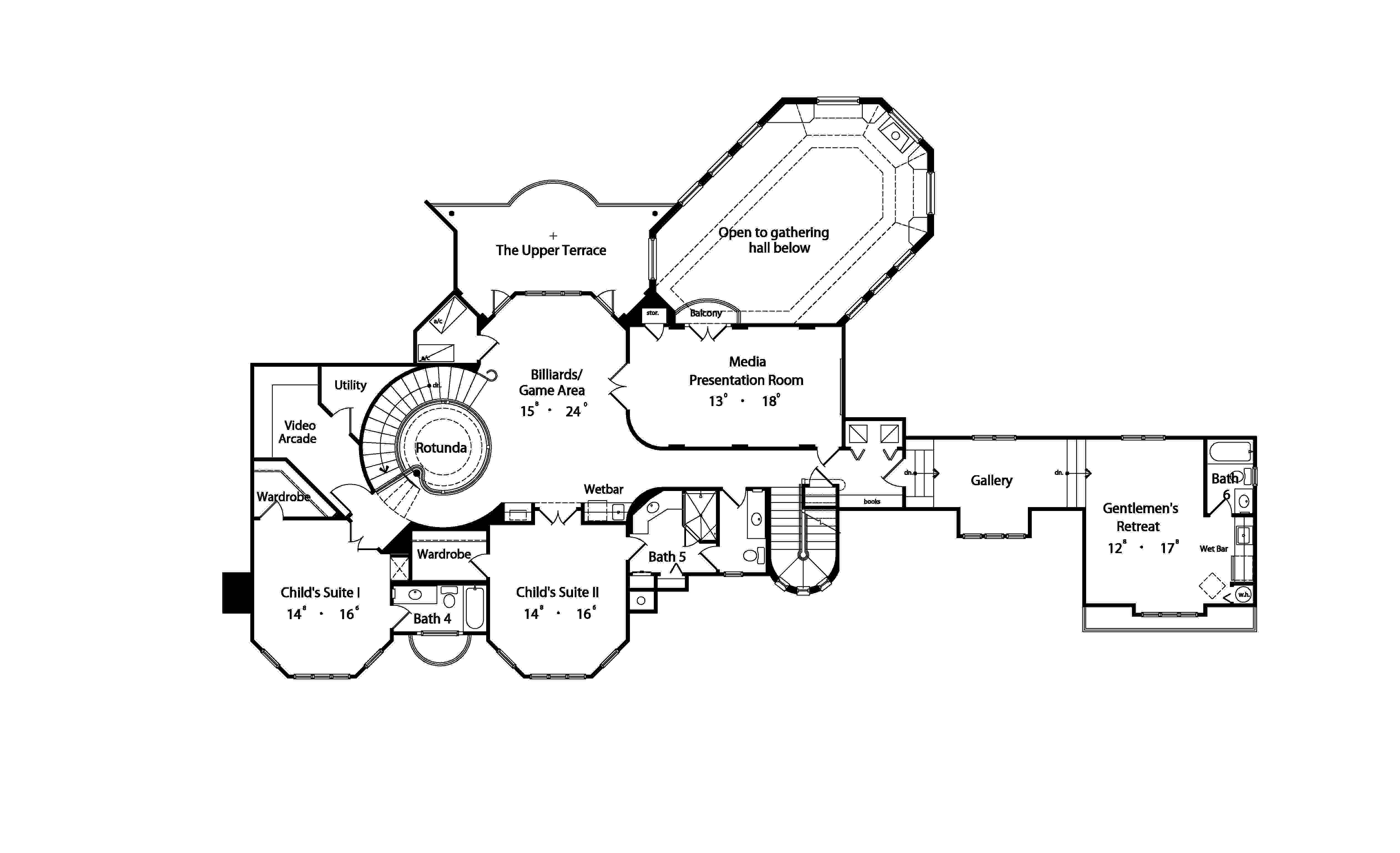 Floor Plan Second Story of Luxury Plan #190-1014