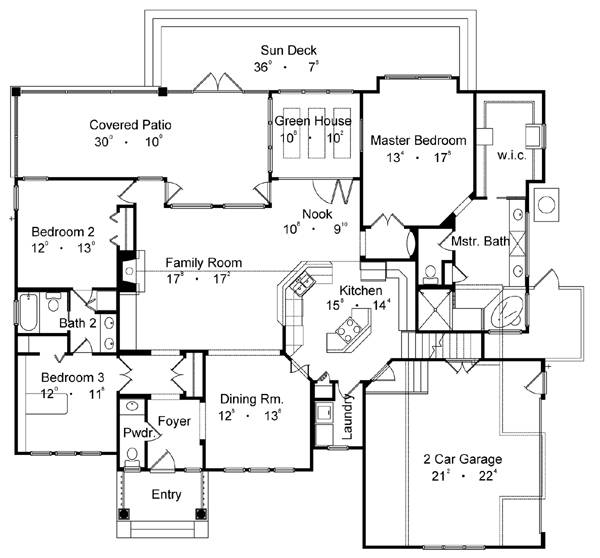 Floor Plan First Story of Country Plan #190-1016