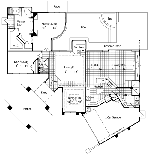 Floor Plan First Story of Luxury Plan #190-1018