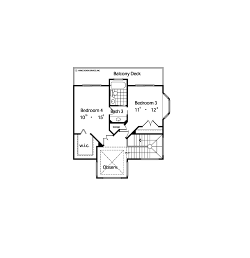 Floor Plan Second Story of Luxury Plan #190-1018