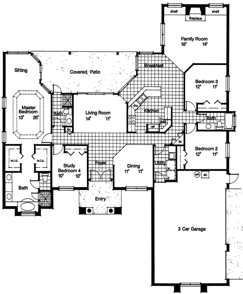 Floor Plan First Story of Contemporary Plan #190-1020