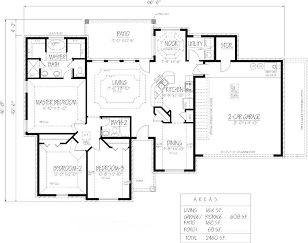 Floor Plan First Story of Southwest Plan #191-1000