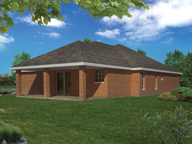 Home Plan Rear Elevation of this 3-Bedroom,1732 Sq Ft Plan -191-1000