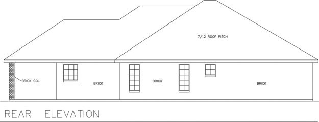 Home Plan Rear Elevation of this 3-Bedroom,1732 Sq Ft Plan -191-1000