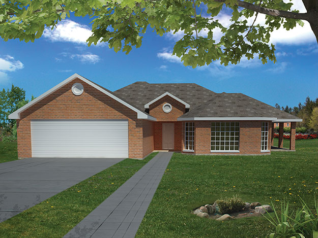 Front elevation of Southwest home (ThePlanCollection: House Plan #191-1000)