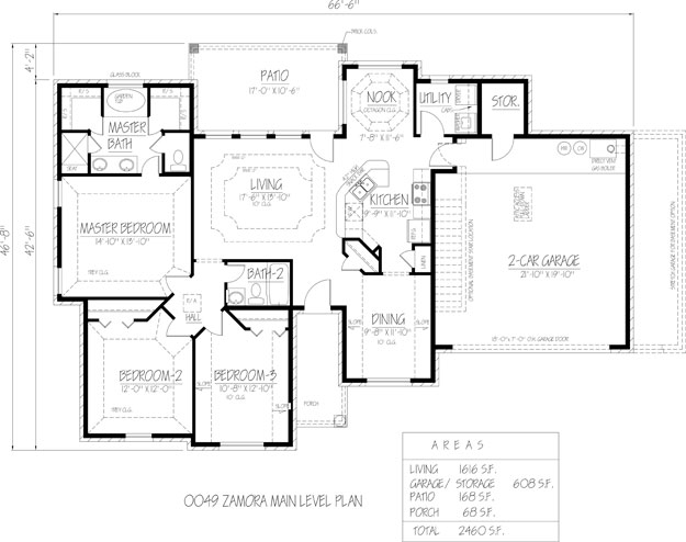 Floor Plan First Story of Ranch Plan #191-1001