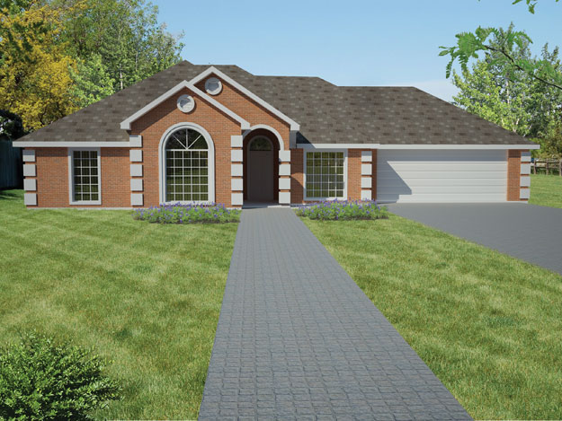 Front elevation of Ranch home (ThePlanCollection: House Plan #191-1001)