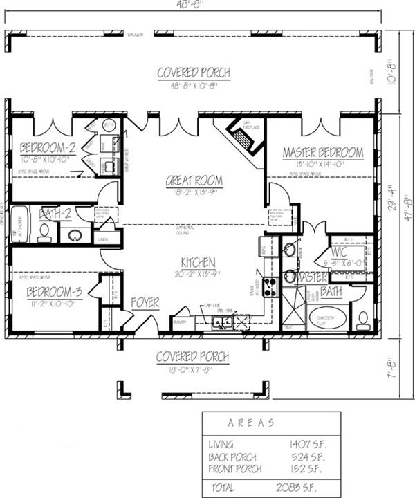 Floor Plan First Story of European Plan #191-1005