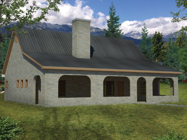 Rear View of this 3-Bedroom, 1407 Sq Ft Plan - 191-1005