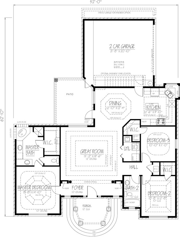 Floor Plan First Story of Ranch Plan #191-1006