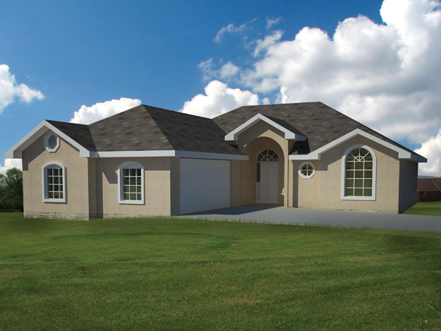 Front elevation of Ranch home (ThePlanCollection: House Plan #191-1010)