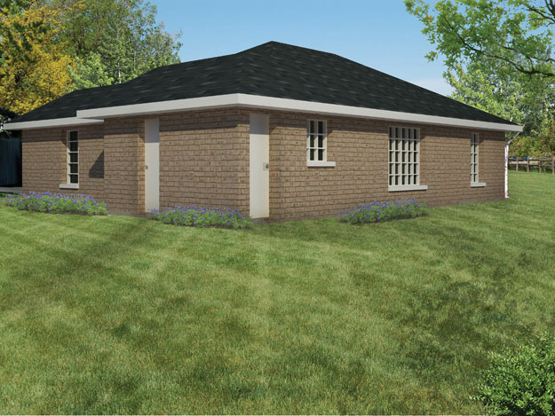 Home Plan Rear Elevation of this 3-Bedroom,1141 Sq Ft Plan -191-1012