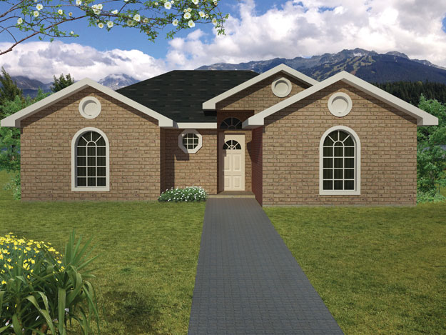 Front elevation of Ranch home (ThePlanCollection: House Plan #191-1012)