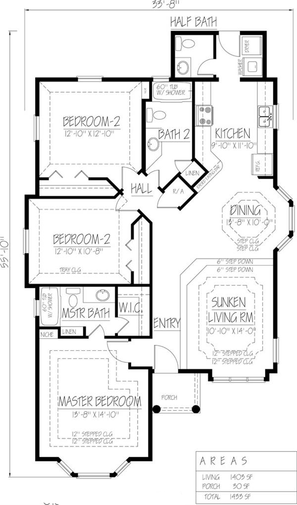 Floor Plan First Story of Traditional Plan #191-1013