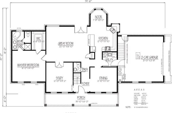 Floor Plan First Story of Cape Cod Plan #191-1016