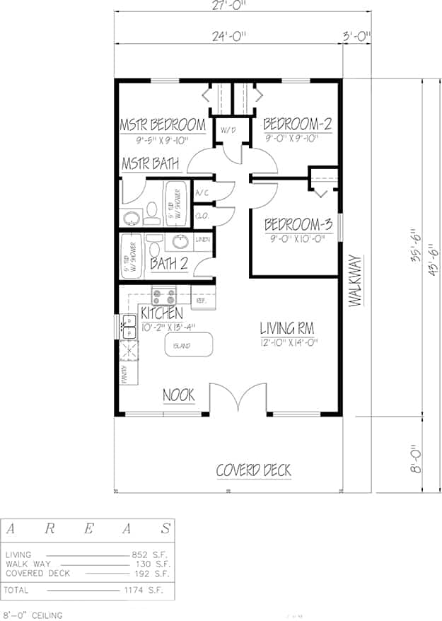 Floor Plan First Story of Country Plan #191-1018