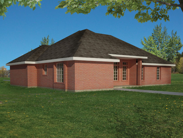 Home Plan Rear Elevation of this 3-Bedroom,1379 Sq Ft Plan -191-1019