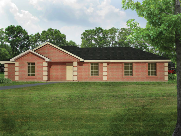 Front elevation of Ranch home (ThePlanCollection: House Plan #191-1020)