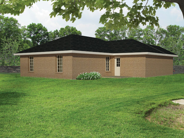 Home Plan Rear Elevation of this 3-Bedroom,1002 Sq Ft Plan -191-1022