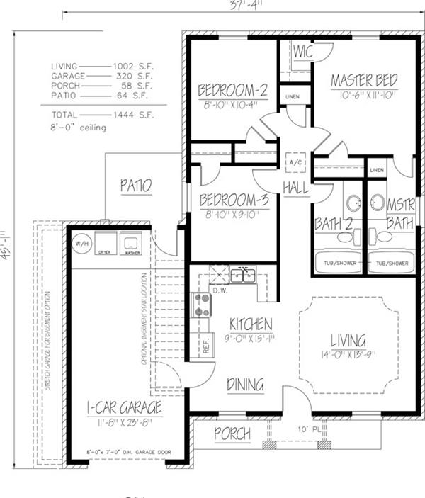Floor Plan First Story of Southwest Plan #191-1022