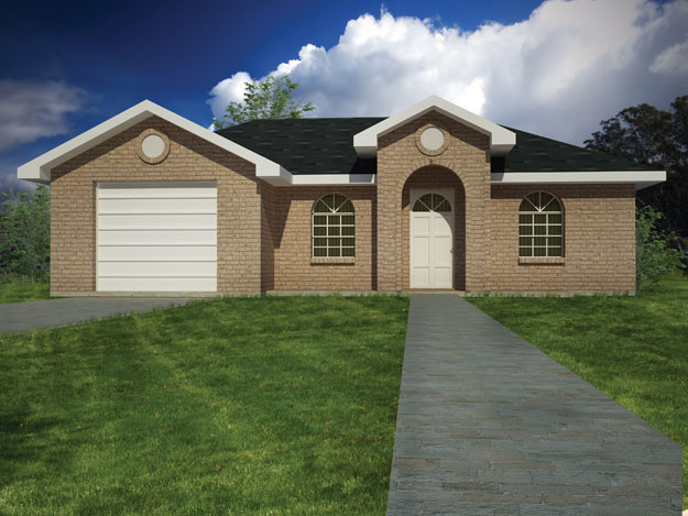 Front elevation of Southwest home (ThePlanCollection: House Plan #191-1022)
