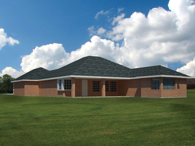 Home Plan Rear Elevation of this 3-Bedroom,1606 Sq Ft Plan -191-1023