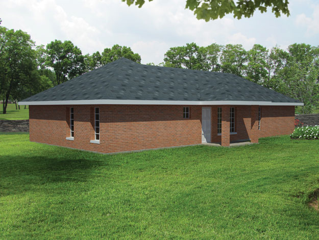 Home Plan Rear Elevation of this 3-Bedroom,1200 Sq Ft Plan -191-1024