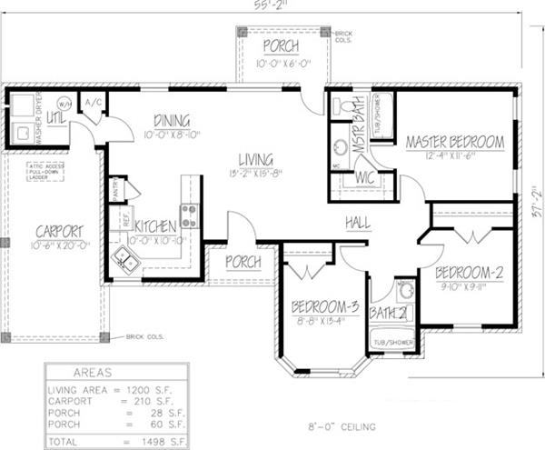 Floor Plan First Story of Southwest Plan #191-1024