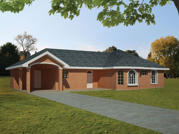 Front elevation of Southwest home (ThePlanCollection: House Plan #191-1024)