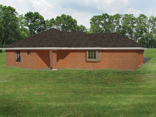 Home Plan Rear Elevation of this 3-Bedroom,1200 Sq Ft Plan -191-1025