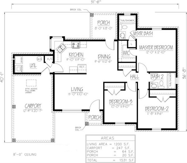 Floor Plan First Story of Southwest Plan #191-1025