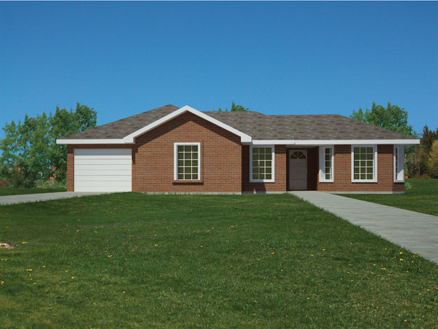 Front elevation of Southwest home (ThePlanCollection: House Plan #191-1027)