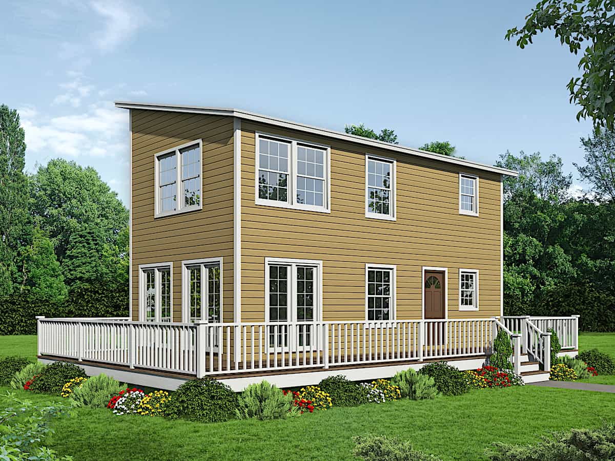 Side View of this 2-Bedroom, 1024 Sq Ft Plan - 191-1029