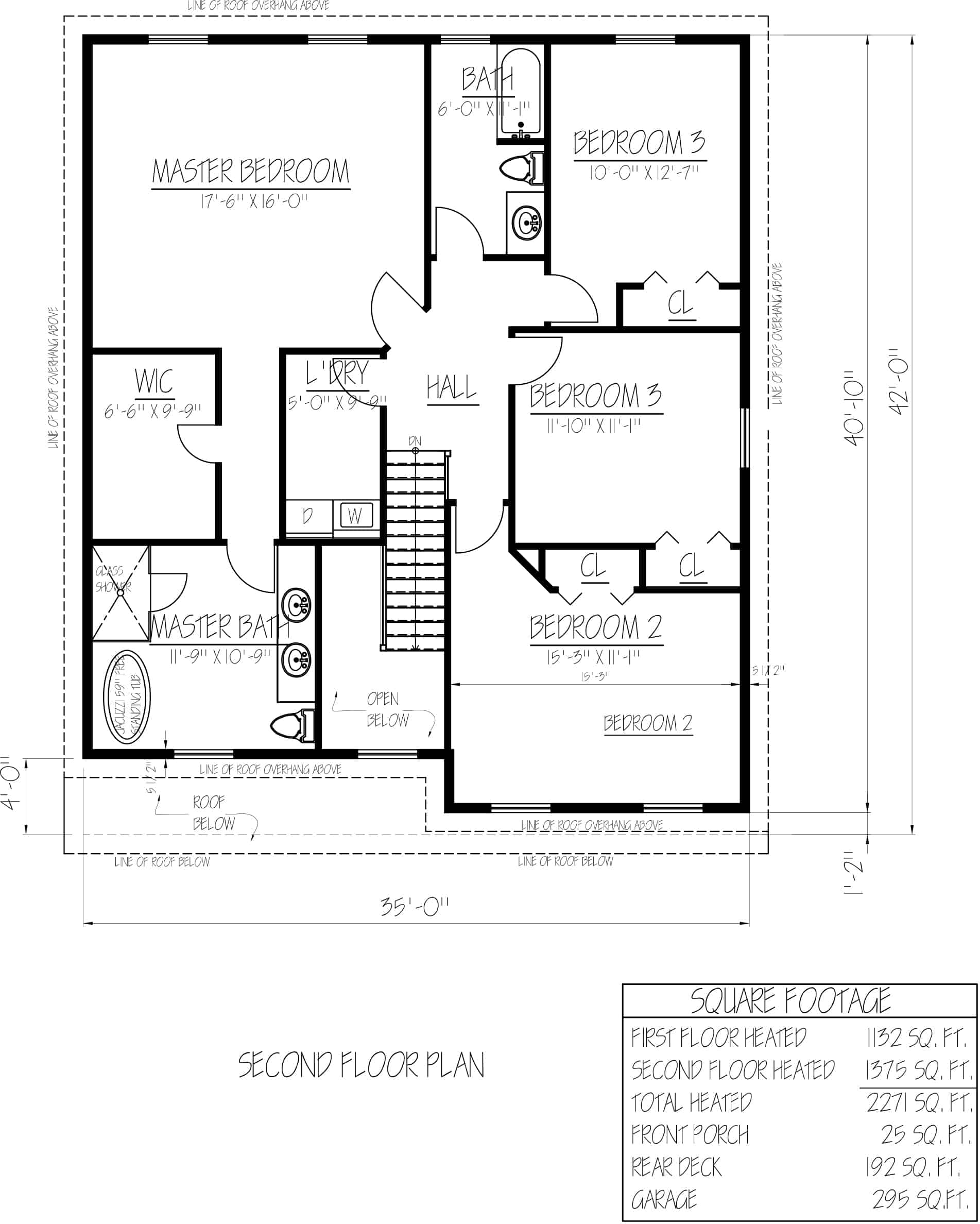 Floor Plan Upper Level of Farmhouse Plan #191-1030