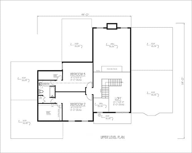 Floor Plan Upper Level of Farmhouse Plan #191-1035