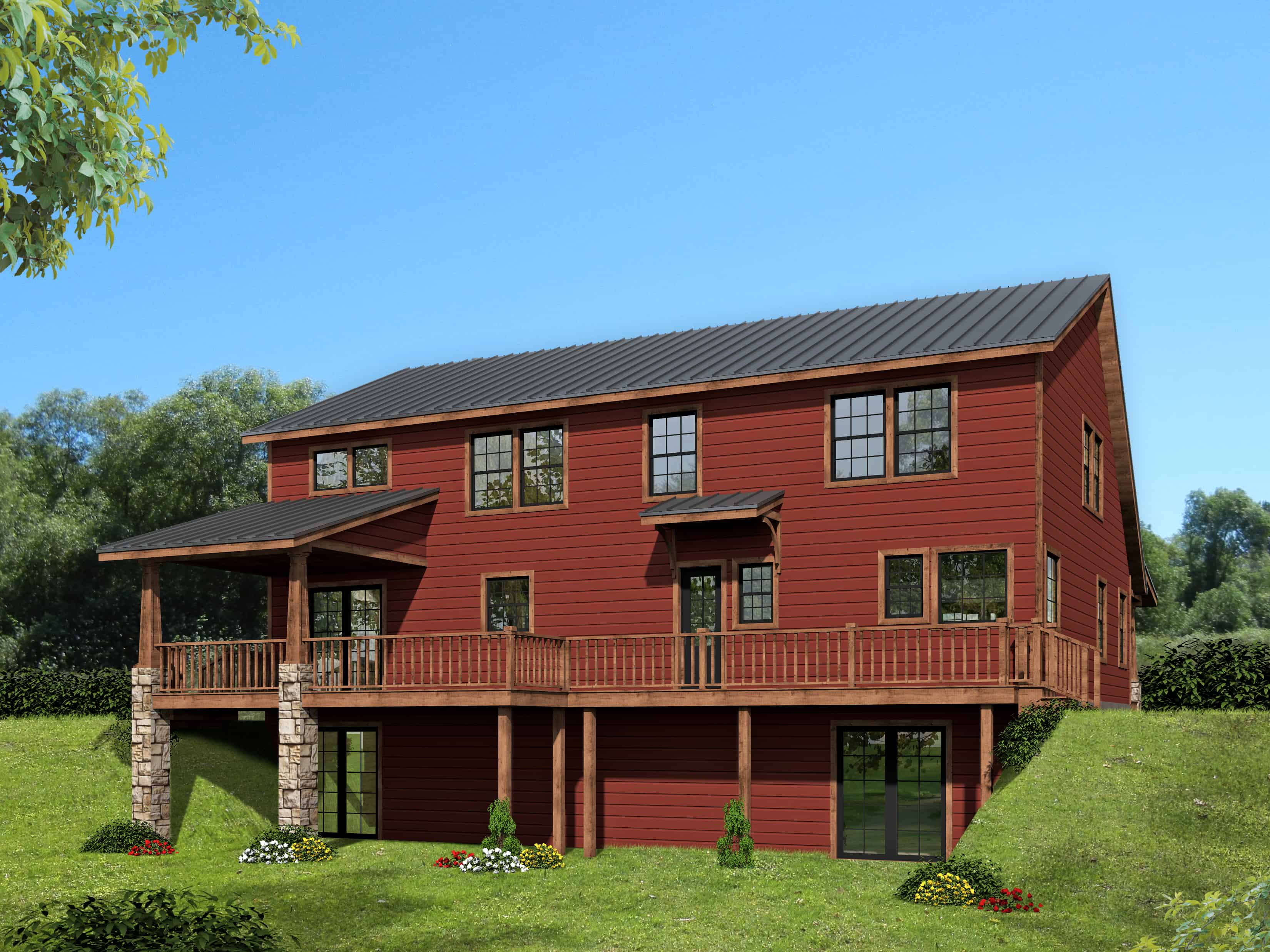 Rear View of this 3-Bedroom, 2622 Sq Ft Plan - 191-1036